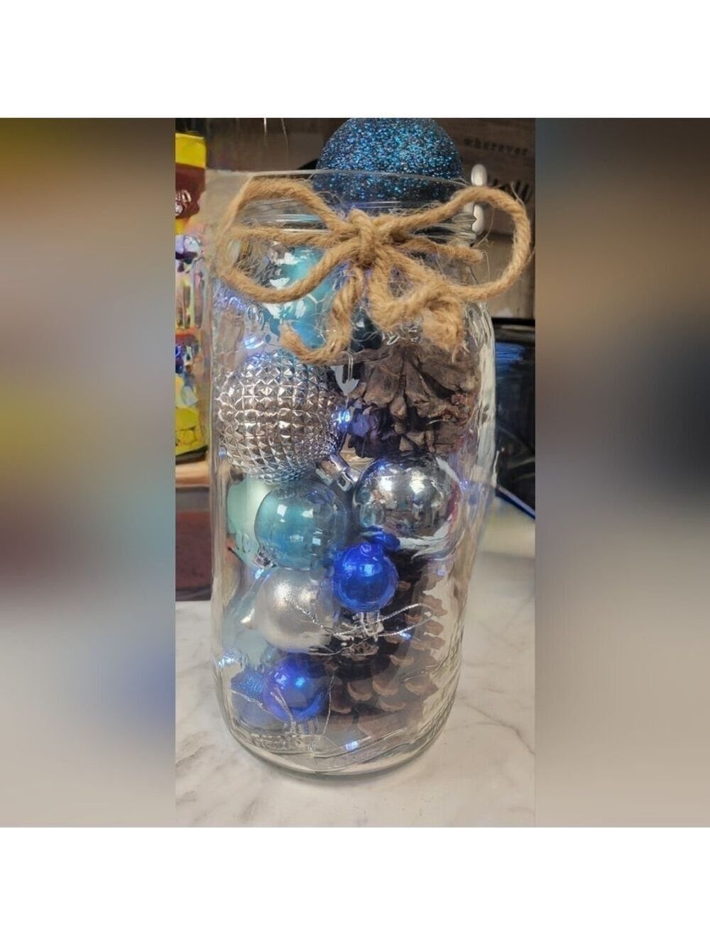 Christmas Ball Ornament Jar Fairy Light Decor